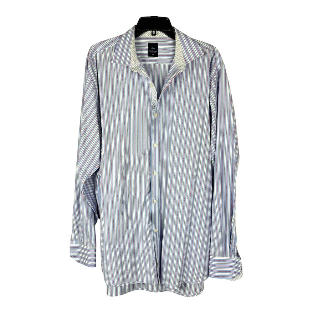 TailorByrd Collection Button Down Shirt Mens XXL Long Sleeve Stripe Blue Work